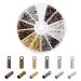 PH PandaHall 210pcs Cord End Caps 6 Colors Brass Glue-in Leather Cord Terminators Small Barrel End Tip with Loop Ring for 2mm Beading Wire Tassel Earring Choker Bag Pendant Jewelry Making Inner Diameter 12mm 6 Colors-210pcs