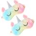 2 Pack Cute Animal Unicorn Sleep Mask for Girls Cute Unicorn Horn Soft Plush Blindfold Sleep Masks Eye Cover for Women Girls Travel Nap Night Sleeping