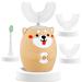 Kids Electric Toothbrush Age 2-15, Ultrasonic Toothbrush with 3 Brush Heads, 6 Brushing Modes, Whole Mouth Baby Toothbrush, Toddlers U Shaped Toothbrush of 360 Oral Cleaning for 2-15 Years Old Kids Yellow-dog