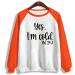oelaio Womens I'm Yes Cold Me 24:7 Printed Funny Sweatshirt Raglan Long Sleeve Crewneck Letters Casual Loose Pullover Top Orange - Buy Online on GoSupps.com