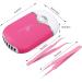 Rose Red Eyelash Fan Dyer with 2 Lash Tweezers - Rechargeable Mini Portable Fan for Eyelash Extension - Straight and Curved Tip Tweezers Included - Buy Online on GoSupps.com
