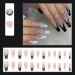 Justotry 24 Pieces Black & White French Press on Nails - Ballerina Coffin Fake Nails for Women | Long-lasting & Easy to Apply - Buy Online on GoSupps.com