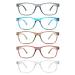 Fetrrc Reading Glasses Blue Light Blocking Computer Readers for Women/Men, Anti Glare/Fatigue Clear Square Eyeglasses 5 Pairs Mix 1.75 x