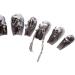 PN-015 Press-On Nails Painted 10 Pieces Reusable Artificial Nails Skull Skeleton Halloween Gothic Grey - Buy Online on GoSupps.com