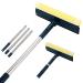 Multi-Use Window Squeegee with 56" Long Handle, 2 in 1 Window Cleaning Tools with Dual Side Blade Rubber & Scrubber Sponge, Standard Professional Squeegee for Car Windshield and Shower Door