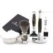 Jag Shaving Razor Set | 3-Part Shaving Kit - JAG's Lee Range with Synthetic Silver Spitzhaar Brush & Safety Razor | Elegant Green Horn Imitation Stand - Buy Online on GoSupps.com