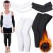 4 Pairs Kids Thermal Arm Waremer Leg Warmer Long Compression Leg Sleeves and Compression Fleece Non Slip Basketball Leg Sleeves Protection Thigh Calf for Toddler Youth Girl Boy Running Sport M Size