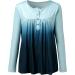 Angxiwan Women's Trendy Criss Cross V Neck Blouse | 3/4 Sleeve Gradient Tunic Top - X-blue, X-Large - Buy Online on GoSupps.com