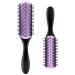 2 Pieces Hair Brush - 9-Row Cushion Nylon Bristle Styling Brush and 5-Row Travel Hair Brush with Anti-static Rubber Pad for Curly Hair Styling  Separating  Shaping  Smoothing and Blow-Drying (Purple)