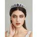 SWEETV Royal Blue CZ Crystal Tiara for Women - Princess Headpiece Bridal Hair Accessory - Sapphire+Silver - Buy Online on GoSupps.com