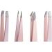 Buy Trixes 4-Part Eyebrow Tweezers Set - Stainless Steel with Leather Effect Case - Professional Precision Hair Plucking Tips - Pink - Buy Online on GoSupps.com
