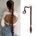 32 inch DIY Braided Ponytail Extension with Hair Tie Long Straight Wrap Around Ponytail Hair Extensions Soft Synthetic Pony Tail Hairpieces for Women Girls Darkest Brown mix with Dark Auburn Brown 32 inch 2/33