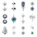 Set of 12 Waterproof Temporary Fake Tattoo Stickers Compass Grey Watercolor Blue