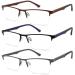 3 Pack Reading Glasses for Men Blue Light Blocking with Spring Hinge Stylish Metal Half Frame Mens Computer Readers (+2.5 Strength) 3 Pack(black/Brown/Gun Metal) 2.5 x