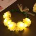 Zoestar Light Up Flower Headband Bridal Crown Headbands LED Floral Wreath Headpiece Luminous Festival Party Hair Accessories for Women and Girls (White)