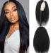 Yaki Straight V Part Wig Human Hair Kinky Straight Human Hair Wigs Upgrade U Part Human Hair Wig Glueless V Part Wigs For Black Women Human Hair Full Head Clip in Wig V Shape Wigs (18 Inch  V Part Wig) 18 V Part Wig