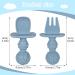6 Pcs Silicone Baby Fork and Spoon Set for Self-Feeding | Easy Grip Toddler Utensils for Baby Led Weaning | 6 Months+ | Blue, Green, Grey - Buy Online on GoSupps.com