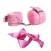 Punk Leather Wrist Handcuffs Satin Blindfold Fluffy Handcuffs Bracelet Handcuffs Prop Cosplay Costume Props Adjustable Chain and Satin Sleeping Mask Eye Mask for Halloween Cosplay (Pink)