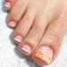 French Tip Press on Toenails Square Fake Nails with Flower Designs Full Cover Glue on Toenails Summer Fake Toenails Pink False Toenails for Women and Girls 24Pcs JP2