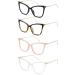 Cute Oversized Cat Eye Blue Light Blocking Reading Glasses - 4 Pack Fashion Eyeglass Frames (Black Leopard Pink Clear) - 1.5x - Buy Online on GoSupps.com