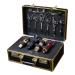 LOYALHEARTDY Professional Barber Case Salon Hair Cutting Storage Organizer Kit Stylist Tool Box Traveling Case for Clippers Trimmers Blades Shears Combs Brushes (D Black+Gold)