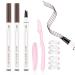 GCVSE Eyebrow Pencil Microblading Eyebrow Pencil with 4 Micro-Fork Tips Long-Lasting Brow Waterproof Smudgeproof Brow Pen - Easy Creation of Natural Looking Defined Eyebrows (Dark Brown)