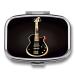 Pill Box Black Guitar Print 2 Compartment Medicine Pill Case Pill Organizer Decorative Metal Portable Pill Box for Pocket Or Purse Style