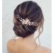Jeairts Leaf Bride Wedding Hair Comb Rhinestone Pearl Bridal Hair Pieces Flower Wedding Headpiece for Brides Crystal Hair Accessories for Women and Girls (3-Rose Gold)