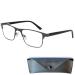 Mini Brille Metal Blue Light Blocking Reading Glasses Rectangle Lenses Stainless Steel Frame (Black) Women and Men Anti Blue Light Filter Graphite 2.0 Dioptres