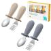 Qkie 4er-Pack children's cutlery only baby cutlery set stainless steel baby loffel and baby fork with silicone handles for baby toddler dining cake 10 months+ (sand white white+ gray gray)