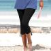 Women's Beach Capri - Casual Summer Elastic Waistband Leggings, Black, XX-Large - Buy Online on GoSupps.com