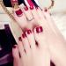 Uranian Rhinestone Glossy Red Press on Toesnails - 24pcs Full Cover False Toe Nails for Women and Girls - Buy Online on GoSupps.com