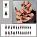 JUSTOTRY 24 Pcs Stiletto Fake Nails - Long Black French Press with Silver Patterns - Almond Stick on Nails for Women - Extra Long False Nails with Glue for Nail Art - Buy Online on GoSupps.com