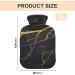 Buy Black Marble Hot Water Bottle with Gold Line - 2L Soft Cover for Winter Comfort | Ideal for Bed Hand Neck & Shoulders - International Shipping Available - Buy Online on GoSupps.com