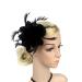 Golden Apple Flower Side Clip Fascinator Gatsby Flapper Feather Clip Hair Barrette Vintage Wedding Brooch Pin (Black)