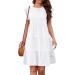 ZEKPEGAN Women's Summer Babydoll Dress - Casual Short Sleeve Ruffle Pleated Flowy Boho Beach Mini Sundress | Medium A-White 2023 - Buy Online on GoSupps.com