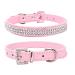 THAIN Rhinestones Dog Cat Collar Bling Diamond with Rhinestone Crown Decoration for Small Medium Large Dogs XS(Length 8"-10") Pink