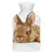 Brown Rabbit Hot Water Bottle With Cover Plush Bed Bottle Hand Warmer For Adults And Children 26.5X15.3cm