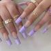 BABALAL Coffin Press on Nails Long French Tip Fake Nails with Nail Glue Purple Glossy Glue on Nails 24pcs Ballerina Acrylic Nails with Designs Full Cover False Nails J10
