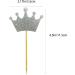 60 Pcs Glittery Crown Cupcake Toppers Royal Crown Fruit Picks Twinkle Party Cupcake Toppers For Birthday Party Wedding Baby Shower Decoration Supply (Silver) - Buy Online on GoSupps.com