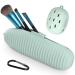 Makeup Brushes and Sponge Holder Set Silicone Makeup Brush Bag Soft and Waterproof Makeup Tools Organizer for Travel Light Green