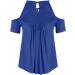 Dark Blue X-Large Summer Flowy Cold Shoulder Top for Women | Casual Short Sleeve T-Shirt with Hollow Out Design - Buy Online on GoSupps.com