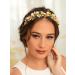 IYOU Pearl Wedding Headband Gold Crystal Bride Hair Bands Crown Rhinestone Prom Bridal Hair Accessories for Women - Buy Online on GoSupps.com
