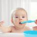 Vicloon Baby Fork and Spoon Set - 2Pcs Silicone Self Feeding Utensil for Infant/Toddler - Easy Grip Toddler Cutlery Kit in Blue - Buy Online on GoSupps.com