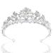 Uranian Silver Crowns and Tiaras Bridal Wedding Crowns Crystal Princess Pearl Tiaras Vintage Hair Accessories for Women and Girls