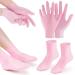 Pink Silicone Moisturizing Socks & Gloves (1 Pair Each) for Intensive Hydration Roughness Relief & Callus Treatment Hydrating Skin Care for Dry Cracked Hands & Feet Suitable for Most Sizes