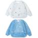 Little Dimsum Long Sleeves Toddler Weaning Bibs |Sleeved Baby Waterproof Feeding Coverall Set | Catching Food & Wipe Clean 6-36 Months (Glatic&Spaceship)