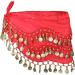 Women's stomach dance belt chiffon hip towel belly dance hip towel belly dance hip cloth Belly dance carnival costume hip scarf wrap belly dance costume coin belt sequins belt (red)