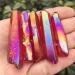5 Pack Natural Crystal Points Rainbow Titanium Treated Quartz Rods Natural Quartz Crystal Minerals s