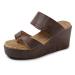 Casual Platform Roman Women's Slippers Summer Soft Big Toe Foot Correction Beach Sandal for Bunion Corrector with Arch Support Wedge Travel Shoes 8.5 Brown